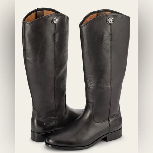 Frye Melissa Button 2 Equestrian-Inspired Tall Black Leather Boots size 7 - Picture 1 of 8